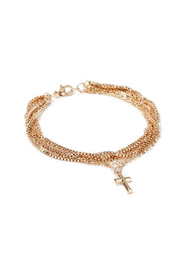 Topman Mens Gold Chain Cross Bracelet*