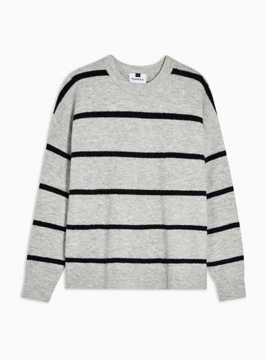 Topman Mens Grey Gray Stripe Sweater