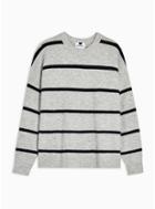 Topman Mens Grey Gray Stripe Sweater