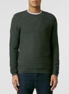 Topman Mens Green Square Texture Crew Neck Sweater