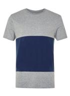 Topman Mens Grey And Navy Salt And Pepper Panel T-shirt