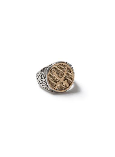 Topman Mens Metallic Silver And Gold Look Engraved Sword Ring*