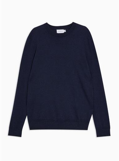 Topman Mens Navy And Black Twisted Sweater