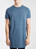 Topman Mens Blue Navy Texture Long Line T-shirt