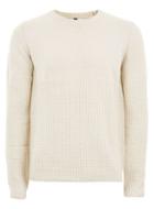 Topman Mens Stone And White Twist Grid Sweater