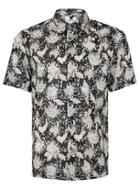 Topman Mens Black And White Floral Short Sleeve Casual Shirt