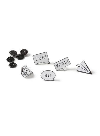 Topman Mens Black And White Word Brooch Pack*