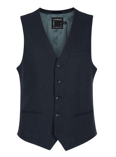 Topman Mens Blue Navy Ultra Skinny Vest