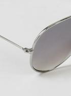 Topman Mens Metallic Classic Silver Aviator Sunglasses