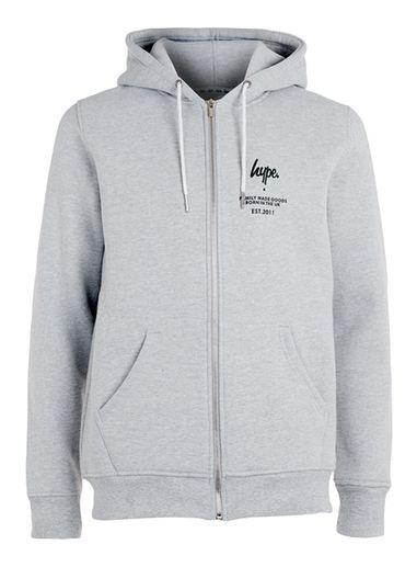 Topman Mens Hype Grey Tone On Tone Zip Hoodie*