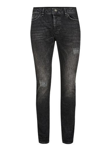 Topman Mens Washed Black Ripped Stretch Skinny Jeans