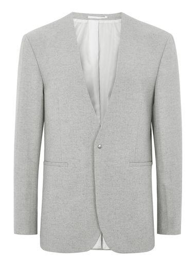 Topman Mens Light Grey Collarless Blazer