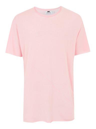 Topman Mens Pink Asymmetric T-shirt
