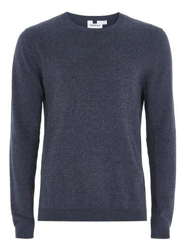 Topman Mens Blue Petrol Twist Side Ribbed Sweater