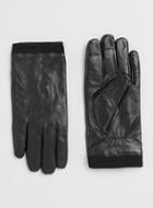 Topman Mens Black Leather Gloves