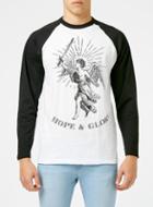 Topman Mens Black Art Disco Hope & Glory Long Sleeve Baseball T-shirt*
