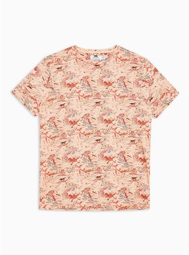 Topman Mens Cream Ecru Marble Printed T-shirt