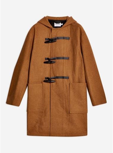 Topman Mens Brown Camel Wool Blend Oversized Duffle Coat