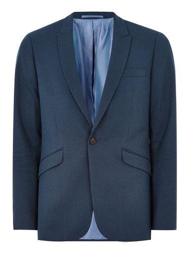 Topman Mens Navy Pindot Skinny Tuxedo Blazer