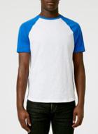 Topman Mens White Blue Slub Raglan T-shirt