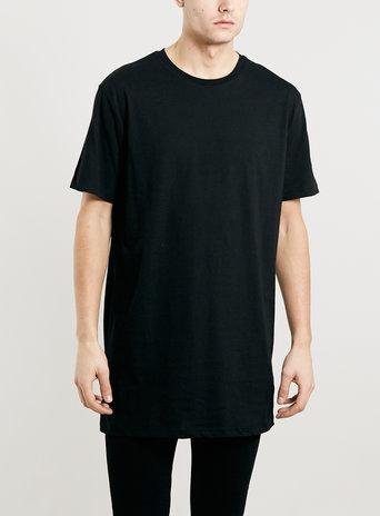 Topman Mens Black Slim Long Line Fit T-shirt