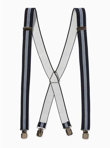 Topman Mens Navy And Blue Stripe Suspenders