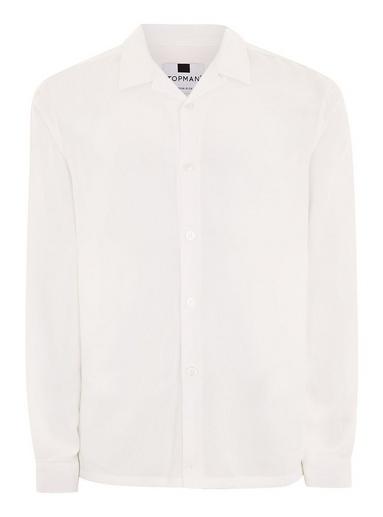 Topman Mens White Revere Long Sleeve Shirt