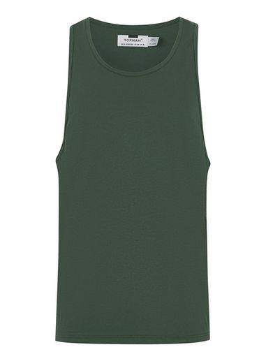 Topman Mens Khaki Slim Fit Tank