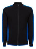 Topman Mens Black And Cobalt Blue Stripe Knitted Track Top