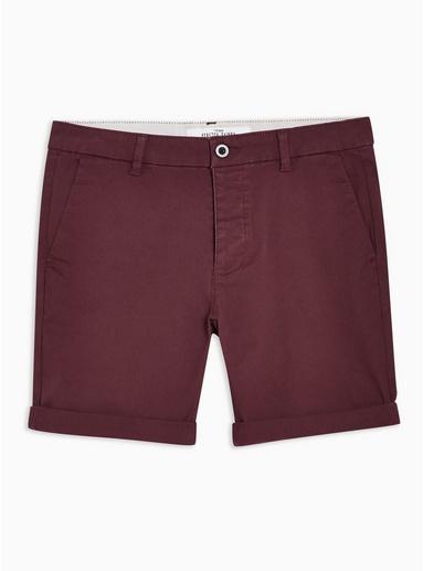 Topman Mens Red Burgundy Stretch Skinny Chinos Shorts