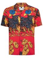 Topman Mens Red Panther Revere Short Sleeve Shirt