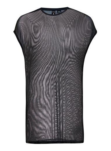 Topman Mens Aaa Black Mesh Cap Sleeve T-shirt