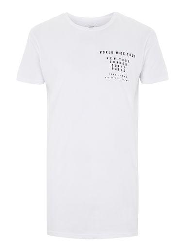 Topman Mens White Logo Longline Muscle T-shirt