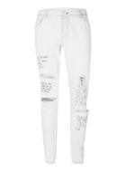 Topman Mens Aaa Off White Voices Print Ripped Stretch Skinny Jeans