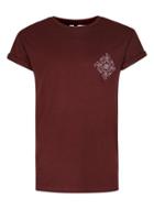 Topman Mens Red Burgundy Fly Print Muscle Fit Roller T-shirt