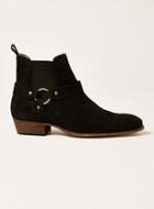 Topman Mens Black Suede South Harness Boots