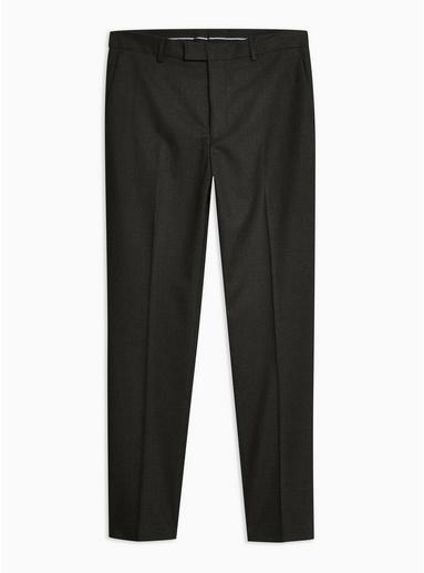 Topman Mens Grey Charcoal Dogtooth Slim Trousers