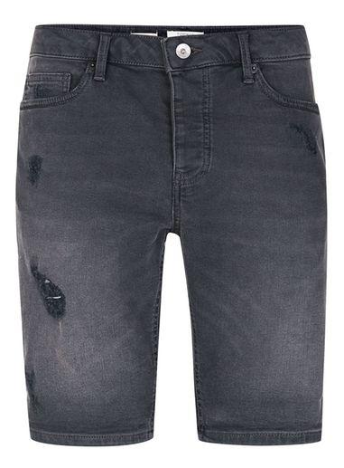 Topman Mens Dark Grey Ripped Stretch Skinny Denim Shorts