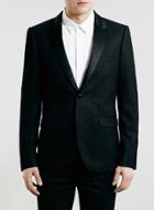 Topman Mens Premium Black Textured Skinny Fit Tux Jacket