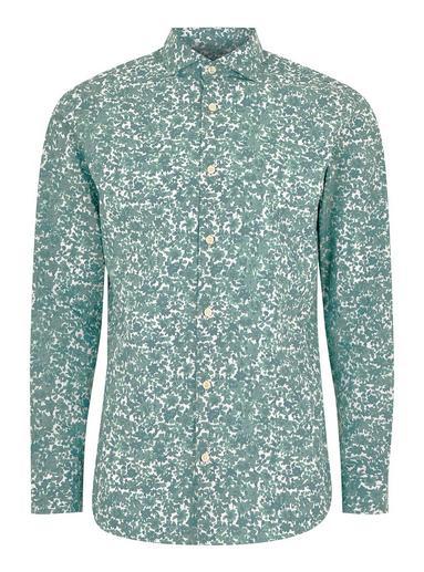 Topman Mens Selected Homme Blue Printed Long Sleeve Shirt