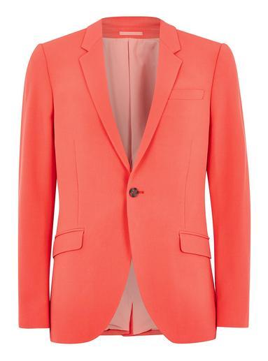 Topman Mens Red Coral Spray On Suit Jacket