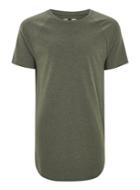 Topman Mens Khaki Zip Hem Longline T-shirt