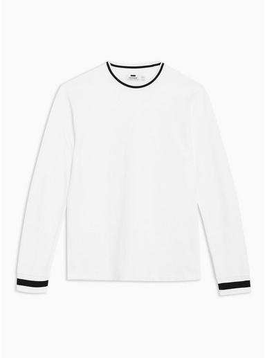 Topman Mens White Long Sleeve Ringer T-shirt