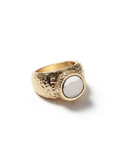 Topman Mens Silver Mixed Metal Beaten Chunky Ring*