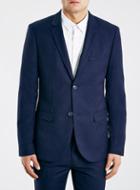 Topman Mens Royal Blue Textured Skinny Fit Suit Jacket