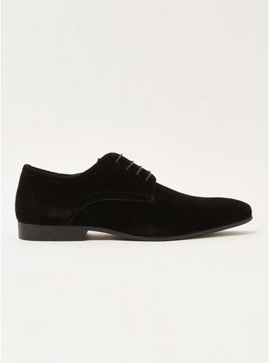 Topman Mens Black Velvet Derby Shoes