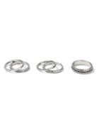 Topman Mens Black Ultra Thin Steel Rings 5 Pack*