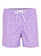 Topman Mens Pink And Purple Tropical Print Swim Shorts