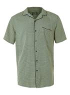 Topman Mens Green Abstract Geo Print Short Sleeve Dress Shirt