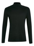 Topman Mens Black Flat Rib Turtle Neck Long Sleeve T-shirt